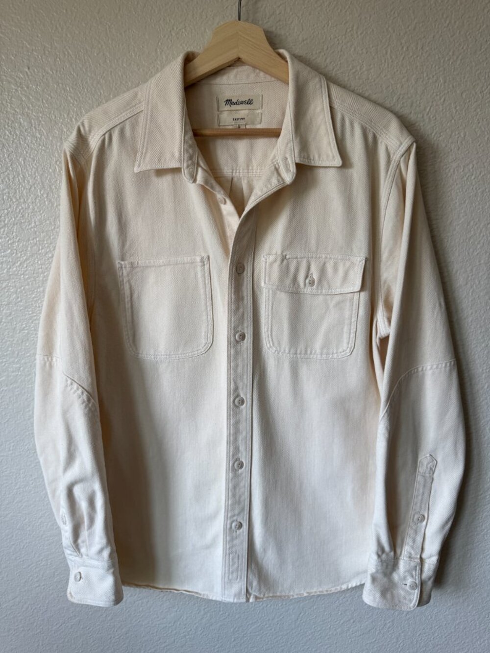 Madewell Drakefield Shirt Shacket Ecru Cotton Canvas Utility Oversized Casual Sm